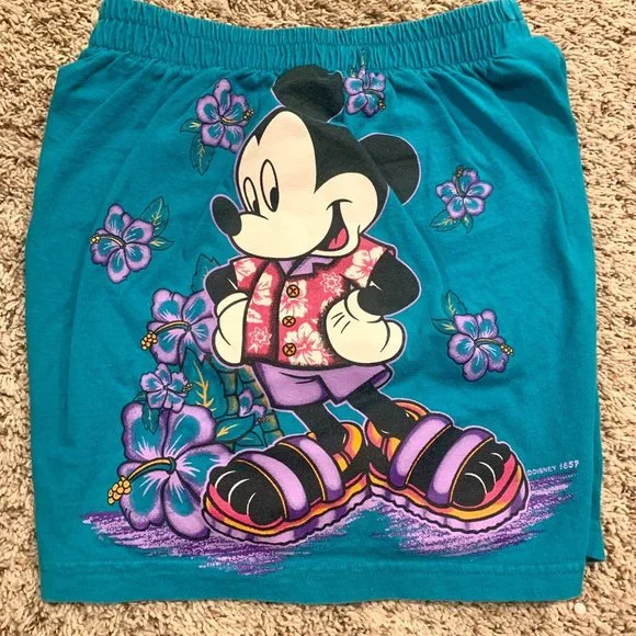 1980s Mickey Mouse Disney Teal Jerry leigh Cotton Elastic Shots - Picture 1 of 6